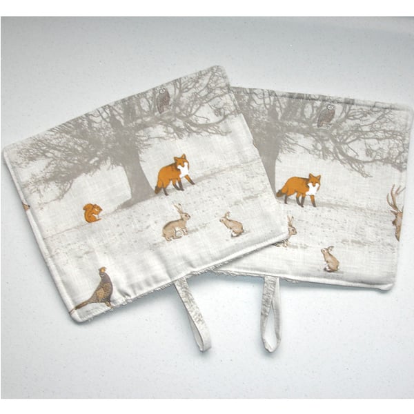 Rayburn 212s Royale Hob Lid Mats Pads Covers Pair of Fox Squirrel Rabbit Owl