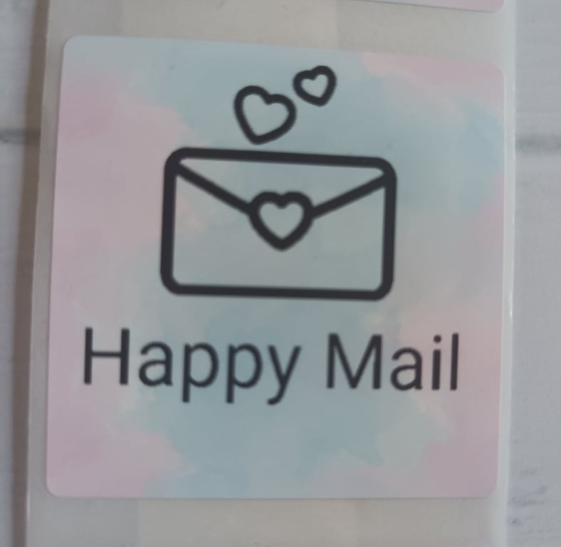 40 Thermal Printed 'Envelope Happy Mail' postal stickers (AA)
