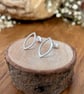 Silver Navette Stud Earrings - Image 5