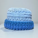 Crocheted Freestyle Flat Top Beanie Hat