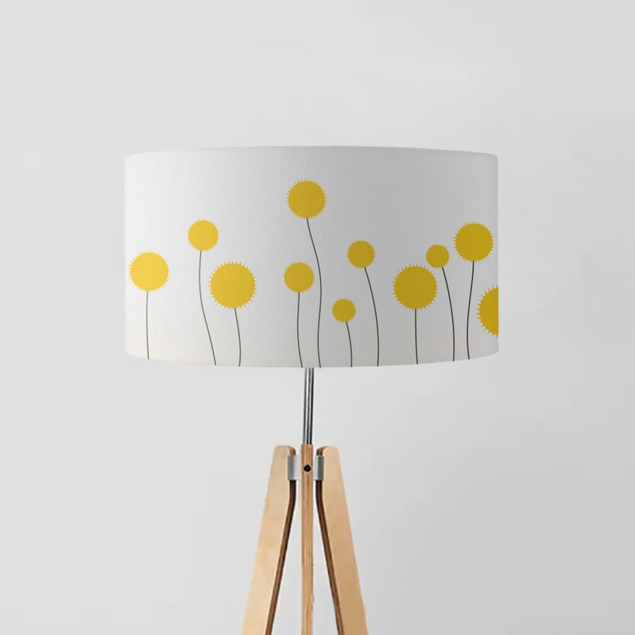 Yellow flowers with spikes drum lampshade, Diameter 45cm (18")