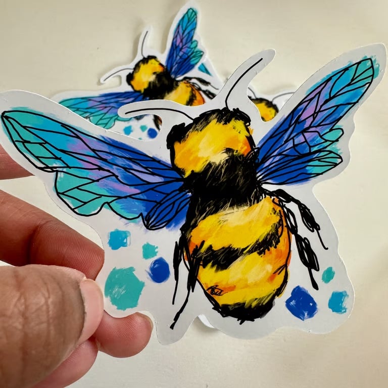 Bumblebee Sticker - Bee Vinyl Decal - Watercolour Bee Art - Cute Nature Sticker 