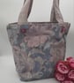 Soft floral lilac and blue handbag with pockets and decorative buttons.   - Image 1