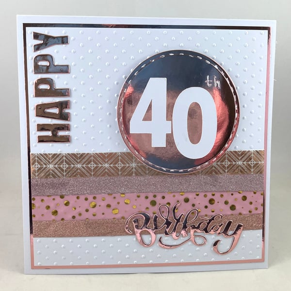Square washi tape 40th birthday card