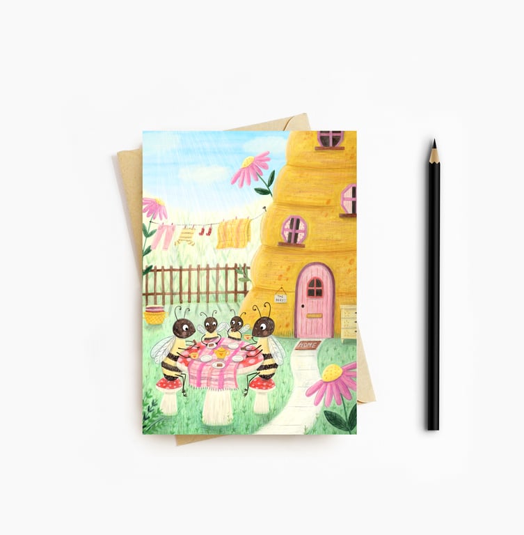 Bee Family Card - Blank Card - Greeting Card