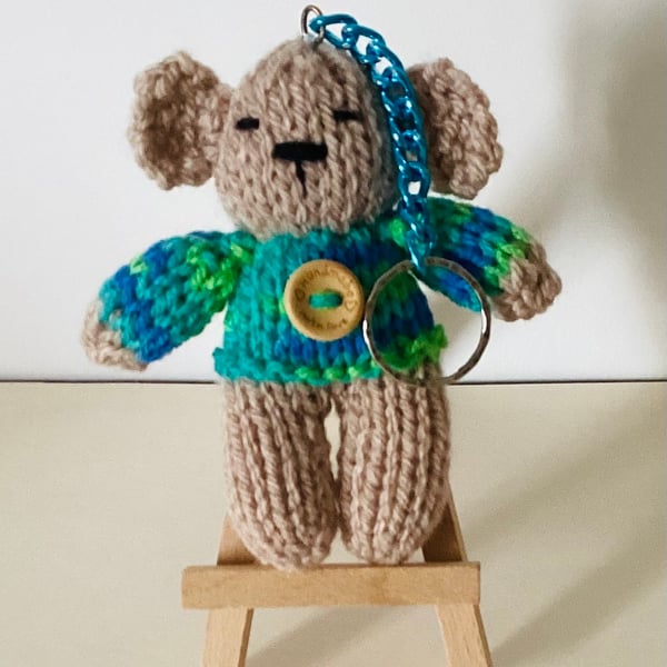 Key ring, bear key ring, knitted bear, Handbag charm