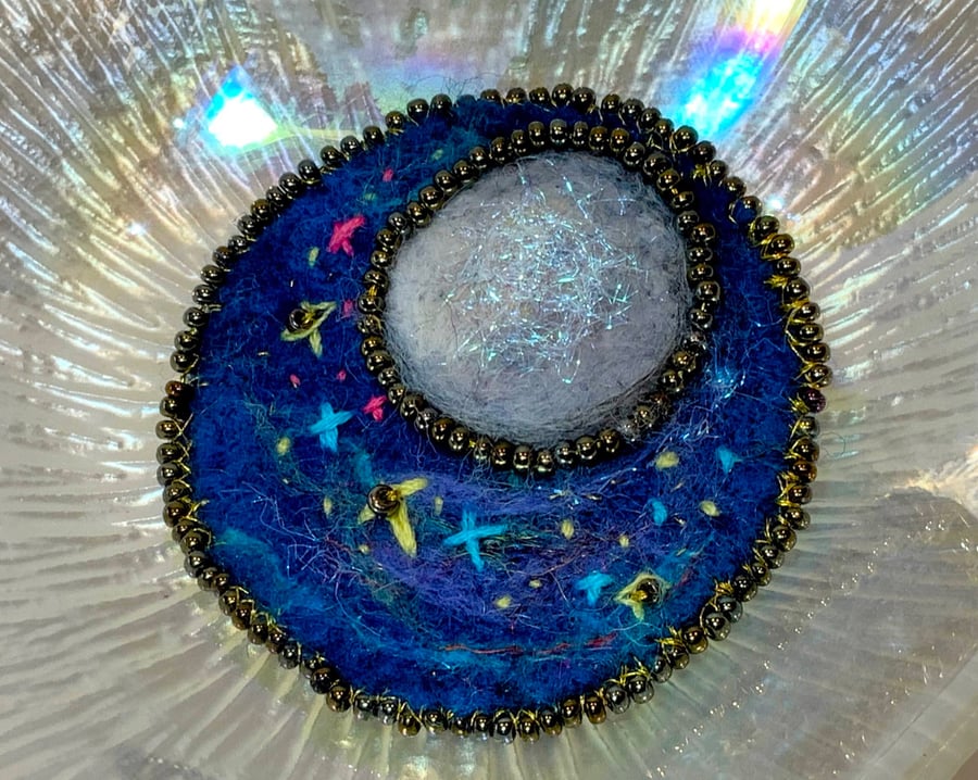 Cosmic Moon Wool Brooch.