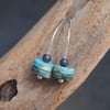 Silver drop earrings, argentium silver turquoise magnesite drop earrings
