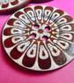 6cm Raised Edge  Brown Patterned Large Wood  Buttons FEATHER pattern - Image 4