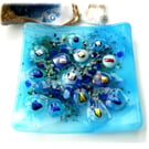 Fused Glass Dish Rockpool Turquoise Trinket Handmade