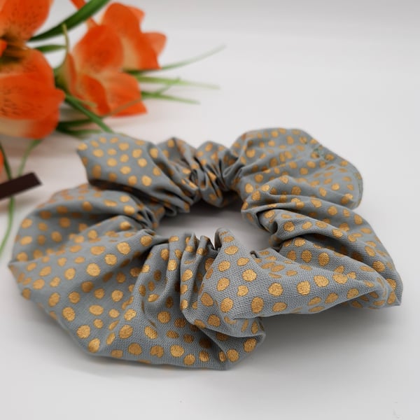 Scrunchie in sage with gold dots. 3 for 2 offer. 