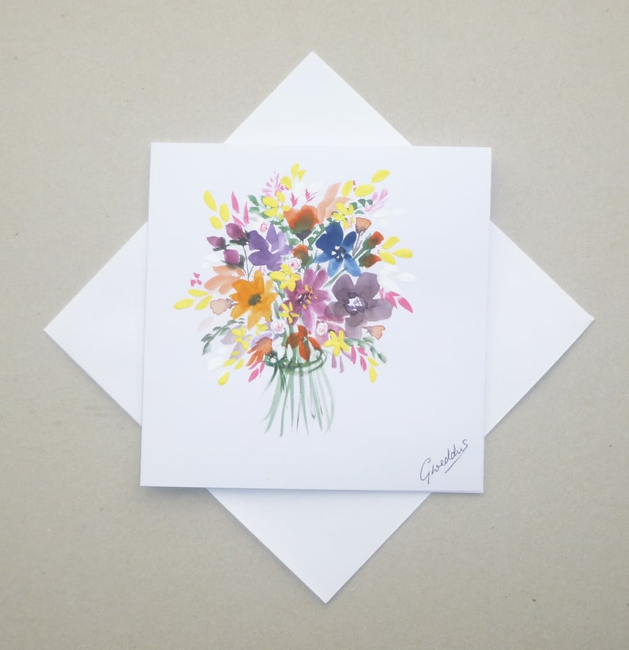 hand painted original art blank greetings card ( ref FA60 D7 )