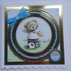 Birthday Card Soccer Football With Love Teddy Bear Any Reason Card
