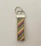 Cross Stitch Keyring: Lime, Orange, Purple Embroidered Linen Key Fob - Image 8