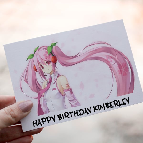 Miku Anime Birthday Card, Personalized Card for Birthday, Anime Card