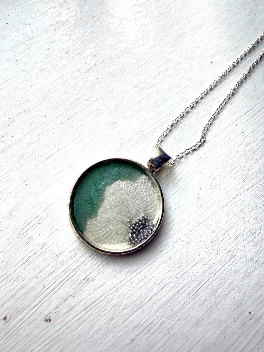 Blue Floral Pendant Necklace
