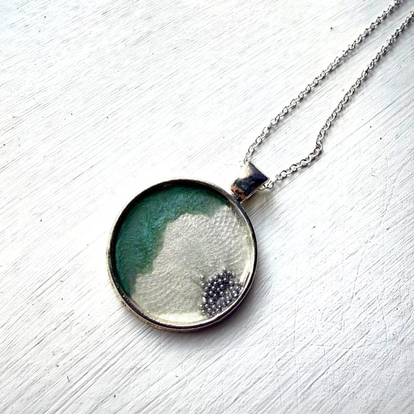 Blue Floral Pendant Necklace