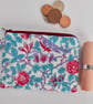 Coin purse perfectly imperfect in bird and flowers Liberty fabric pink and green