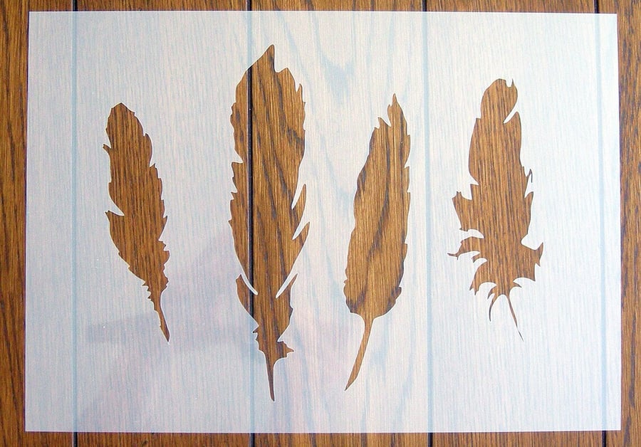 Four Feathers Stencil Mask Reusable PP Sheet for Arts & Crafts