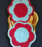 Flower coaster set - Red & blue - Image 2