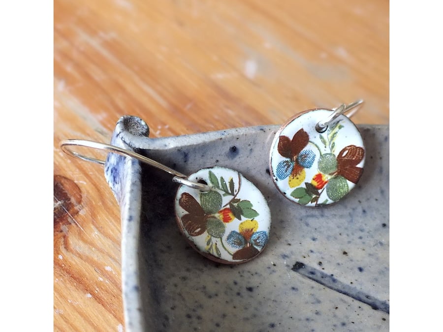 Floral enamel earrings