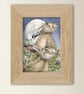 Moonlight Hares Art Print - A5 Scottish wildlife illustration - Image 1