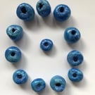 12 Handmade Beads perfectly imperfect Turquoise Royal Blue Sparkle Chunky