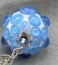 blue and ivory bumpy lampwork glass pendant  - Image 3
