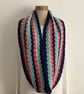 INFINITY SCARF , neckwarmer , cowl  ' The Islander' . Navy , coral . grey . - Image 7