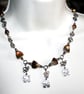Copper & Silver Puzzle Piece Charm Necklace - Wirework Statement Jewellery