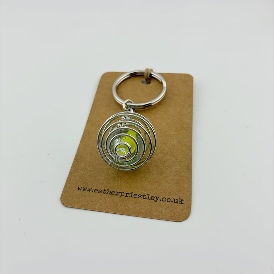 Yellow Cat's Eye Marble Keyring, Gift for Best Friend, Sunshine Good Luck Charm