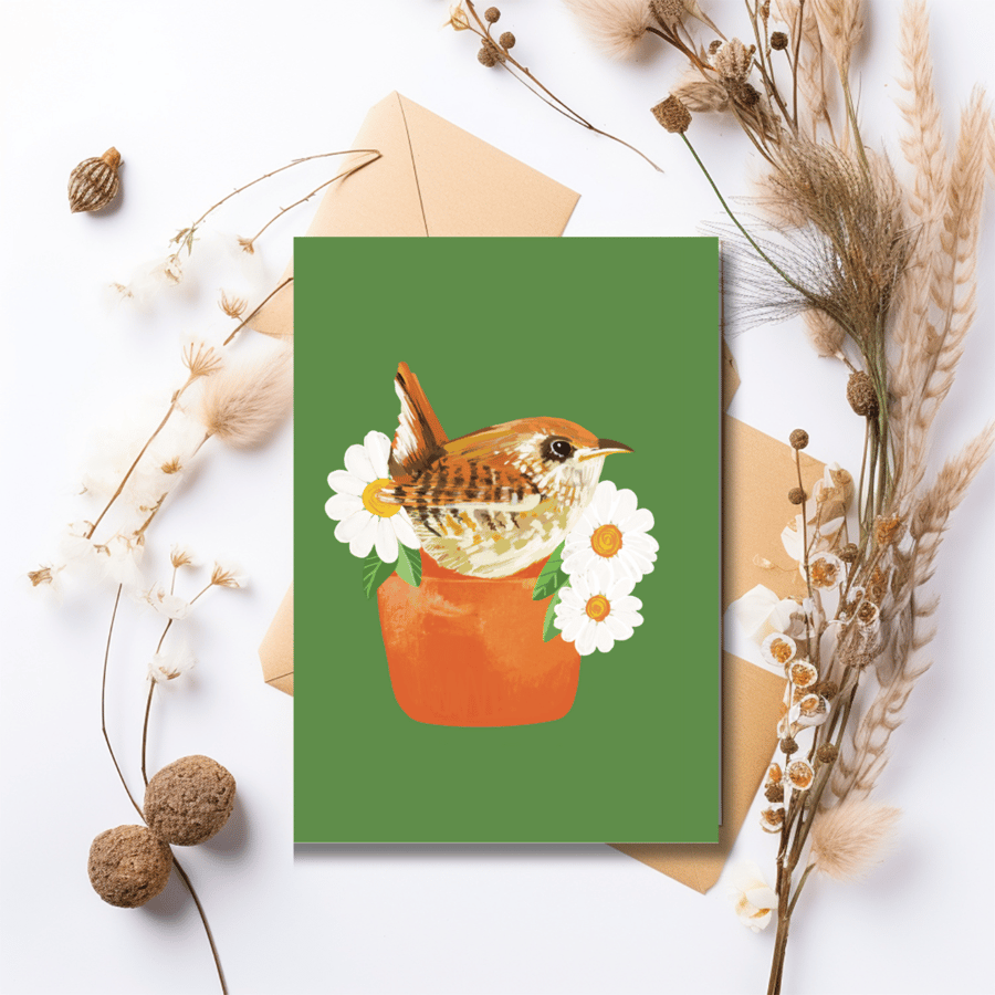 Blank card pack birds garden flowerpots special offer