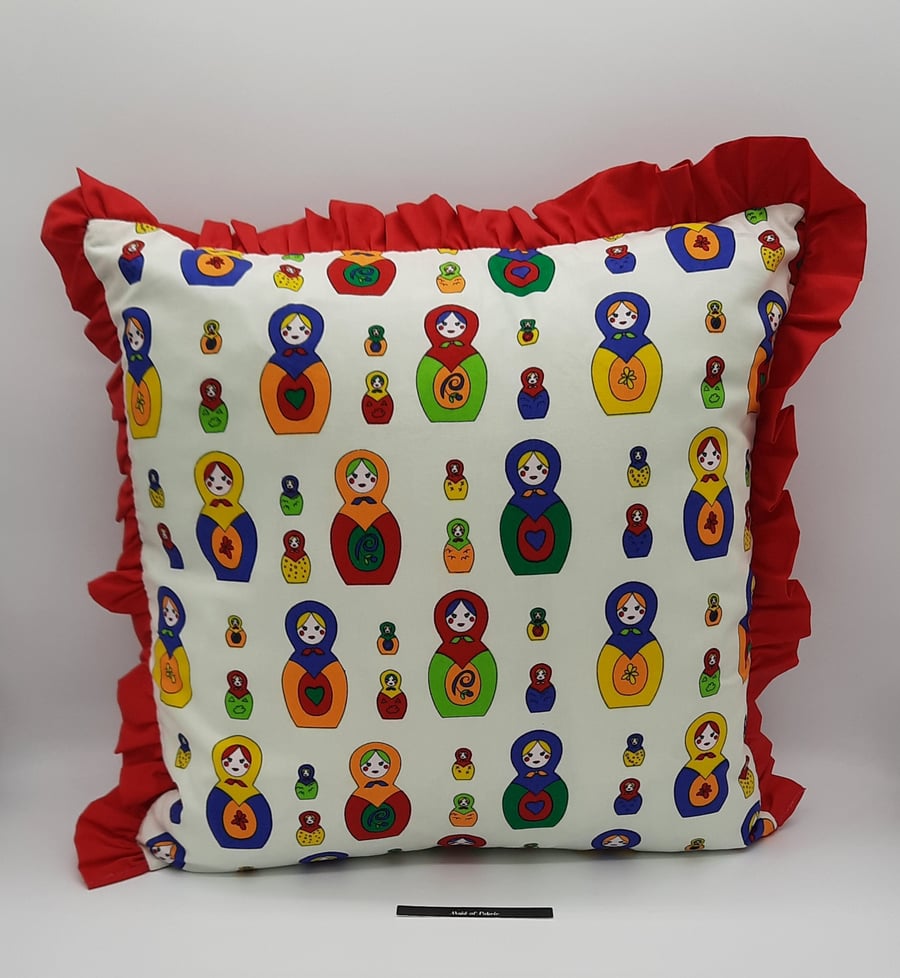 Frill's Russian Doll Cushion maid-of-fabric. Free uk delivery.  