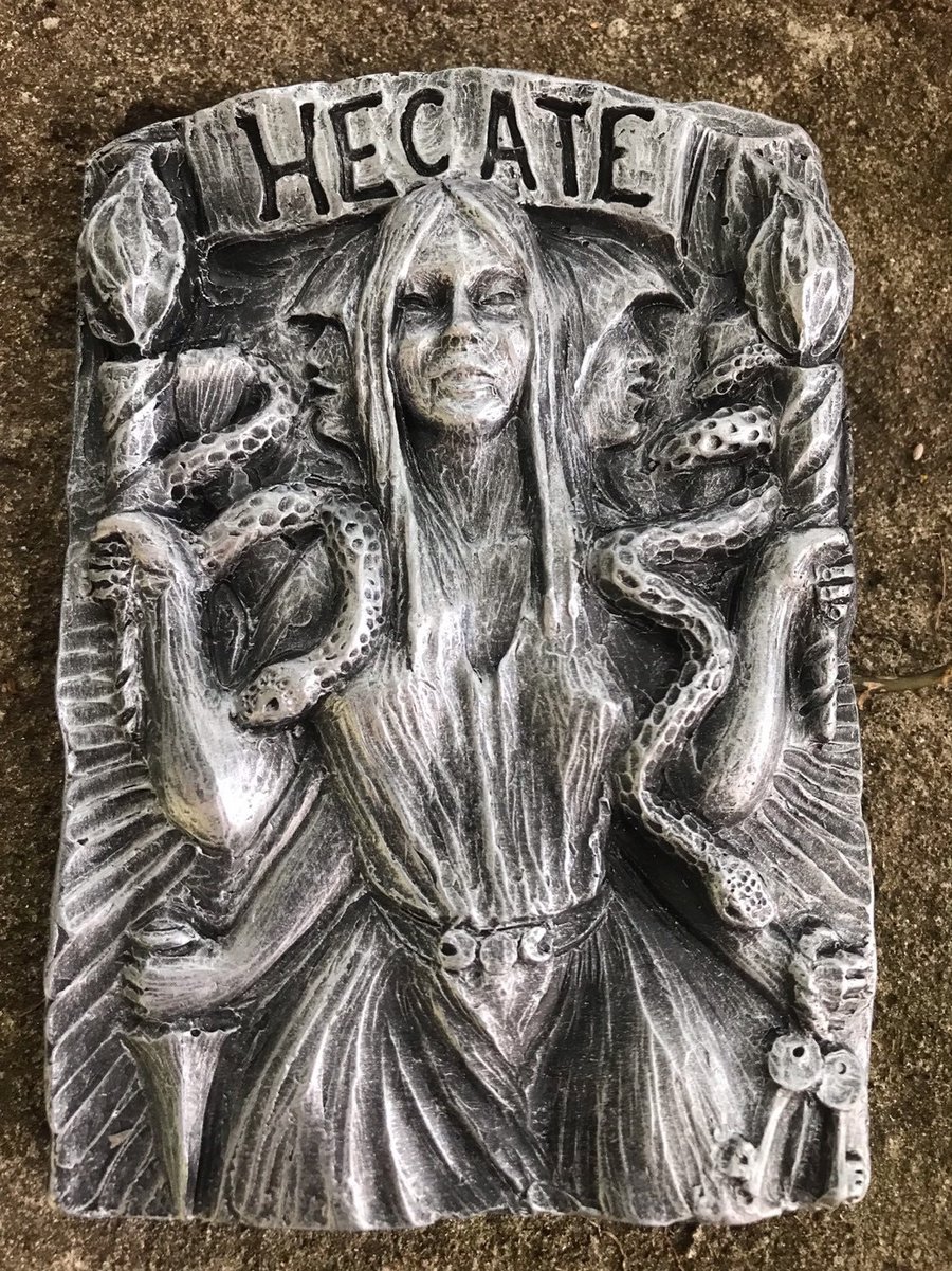 Hecate goddess plaques in silver coloured finish