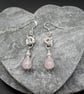Drop Earrings With  Rose Quartz Sterling Silver Ear Wires - Image 4