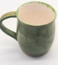 Large stoneware pottery mug finished in a sage green satin glaze - Image 2