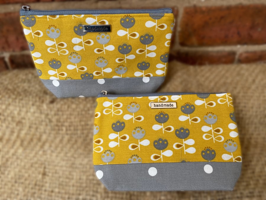 Yellow Scandi Flowers Zip Pouch