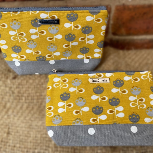 Yellow Scandi Flowers Zip Pouch