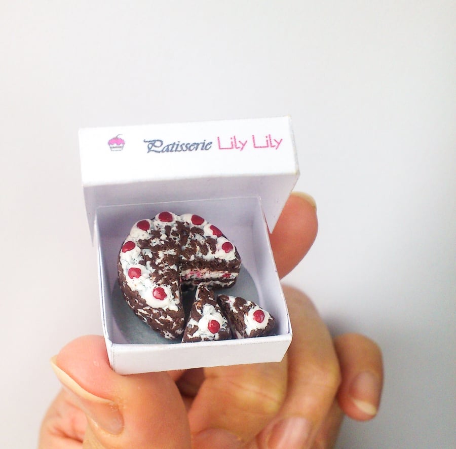 Black Forest Gateau cake, miniature, 1:12 scale