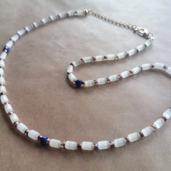 Lemon, Lapis Lazuli necklace. Light gold chain. 