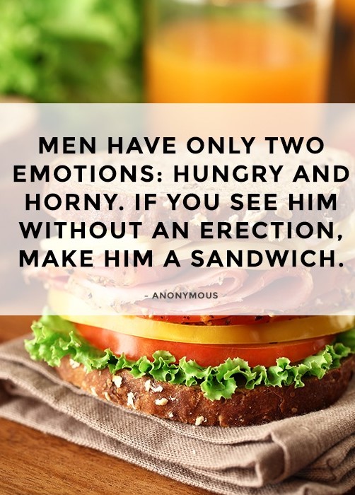 Men Have Two Emotions - give him a sandwich! blank greeting card