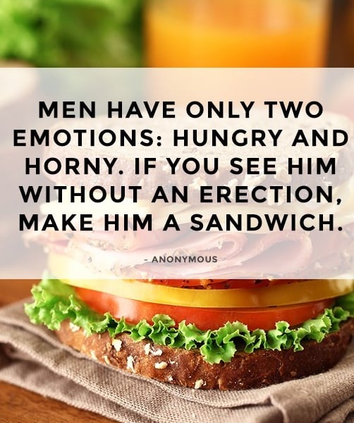 Men Have Two Emotions - give him a sandwich! blank greeting card