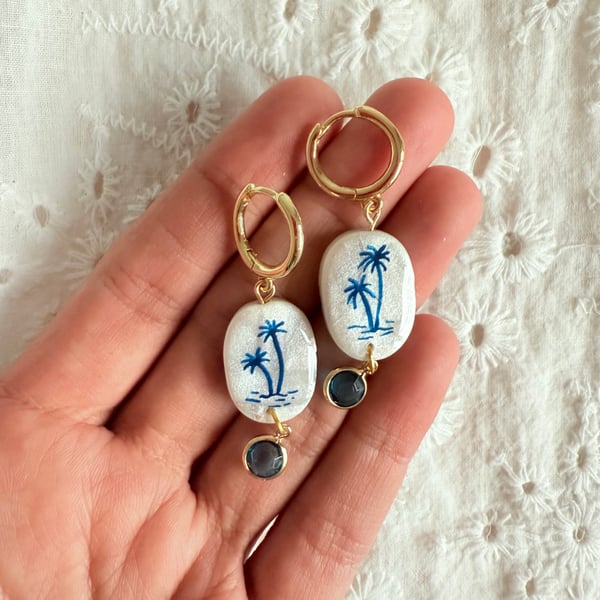 Tropical Palm Trees Holiday Earrings 
