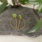Half circle polymer clay and brass earrings 