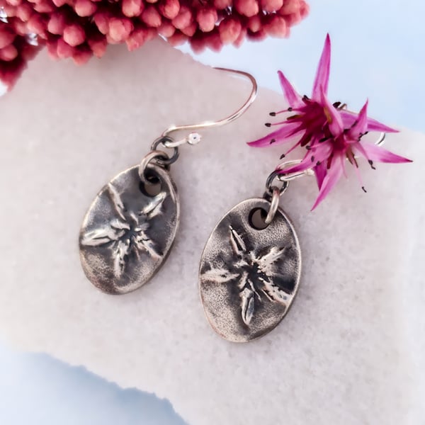 Stonecrop Flower Earrings in Recycled Fine and Sterling Silver
