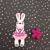 Pink Bunny needle minder, Handmade needle saver, Embroidery gift FREE POSTAGE
