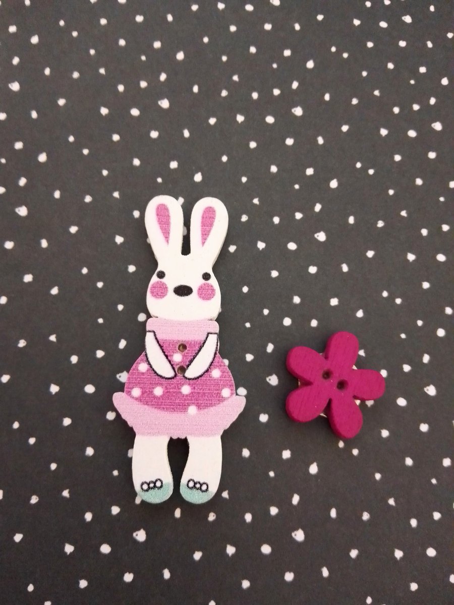 Pink Bunny needle minder, Handmade needle saver, Embroidery gift FREE POSTAGE