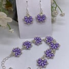 Beaded Bracelet and Earrings Set: Handmade Miyuki Seed Beads