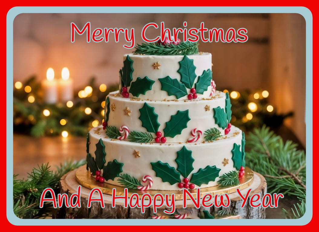 Happy Christmas Cake Greeting Card A5 