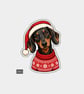 Funny Christmas Sticker Vinyl Xmas Decal For Adults - Dachshund Dog Posing